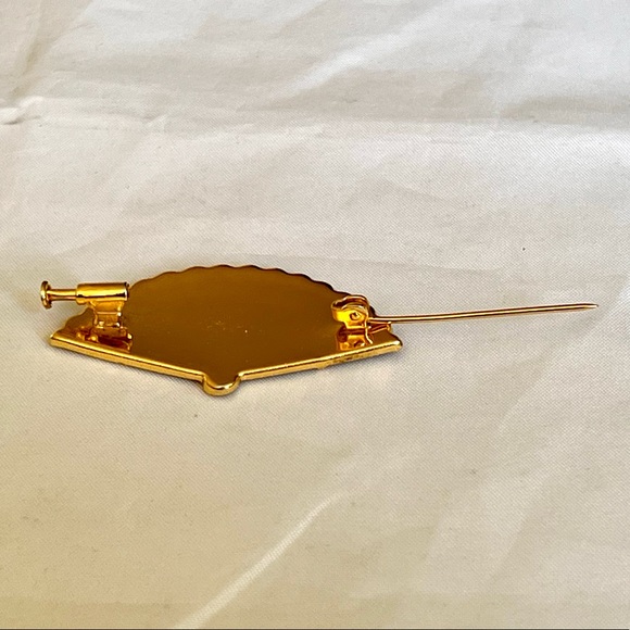 Damascene Fan Vintage with Trombone Clasp - Picture 6 of 7